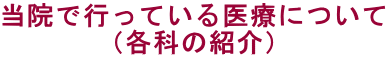 当院で行っている医療について （各科の紹介）